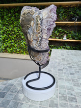 Load image into Gallery viewer, Amethyst Heart Shield from Uruguay on stand Active - Shielded Heart