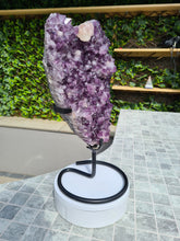 Load image into Gallery viewer, Amethyst Heart Shield from Uruguay on stand Active - Shielded Heart