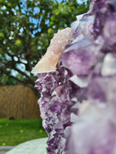 Load image into Gallery viewer, Amethyst Heart Shield from Uruguay on stand Active - Shielded Heart