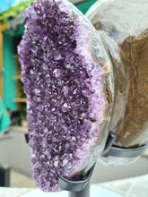 Load image into Gallery viewer, Amethyst double sided spinning stand with calcite from Uruguay - TWICE AS NICE