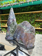 Load image into Gallery viewer, Amethyst polished tortoise shell style on stand from Uruguay