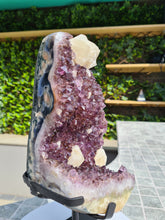 Load image into Gallery viewer, Amethyst with calcite on stand from Uruguay - GATOR