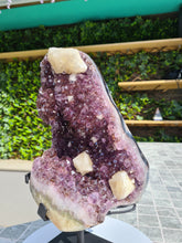 Load image into Gallery viewer, Amethyst with calcite on stand from Uruguay - GATOR