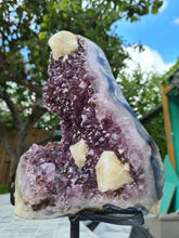 Load image into Gallery viewer, Amethyst with calcite on stand from Uruguay - GATOR