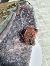 Load image into Gallery viewer, Amethyst on stand from Uruguay with rare Red Calcite - Cove of Secrets