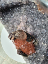 Load image into Gallery viewer, Amethyst on stand from Uruguay with rare Red Calcite - Cove of Secrets