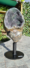 Load image into Gallery viewer, Green Druzy spinning Amethyst Jasper from Uruguay ultra high grade ++ on stand - Dual Green