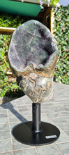 Load image into Gallery viewer, Green Druzy spinning Amethyst Jasper from Uruguay ultra high grade ++ on stand - Dual Green