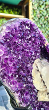 Load image into Gallery viewer, Amethyst Deep Purple with calcite on stand from Uruguay SE Rare High Grade - Protector Morado