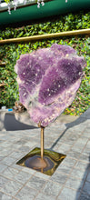 Load image into Gallery viewer, Amethyst Flower on Gold stand Active