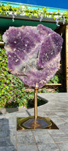 Load image into Gallery viewer, Amethyst Flower on Gold stand Active