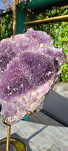 Load image into Gallery viewer, Amethyst Flower on Gold stand Active