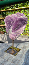 Load image into Gallery viewer, Amethyst Flower on Gold stand Active