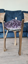 Load image into Gallery viewer, Amethyst Table with Glass top - Black Gold or silver Active