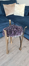 Load image into Gallery viewer, Amethyst Table with Glass top - Black Gold or silver Active