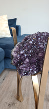 Load image into Gallery viewer, Amethyst Table with Glass top - Black Gold or silver Active