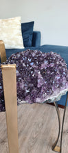 Load image into Gallery viewer, Amethyst Table with Glass top - Black Gold or silver Active