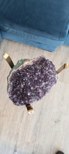 Load image into Gallery viewer, Amethyst Table with Glass top - Black Gold or silver Active
