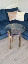 Load image into Gallery viewer, Amethyst Table with Glass top - Black Gold or silver Active