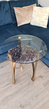 Load image into Gallery viewer, Amethyst Table with Glass top - Black Gold or silver Active