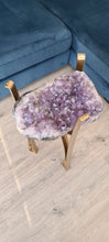 Load image into Gallery viewer, Amethyst Table with Glass top - Black Gold or silver