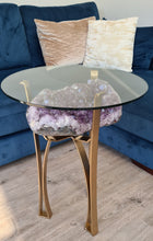 Load image into Gallery viewer, Amethyst Table with Glass top - Black Gold or silver
