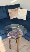 Load image into Gallery viewer, Amethyst Table with Glass top - Black Gold or silver