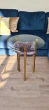 Load image into Gallery viewer, Amethyst Table with Glass top - Black Gold or silver