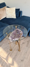Load image into Gallery viewer, Amethyst Table with Glass top - Black Gold or silver