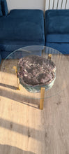 Load image into Gallery viewer, AMETHYST TABLE WITH GLASS TOP BLACK GOLD OR SILVER