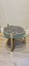 Load image into Gallery viewer, AMETHYST TABLE WITH GLASS TOP BLACK GOLD OR SILVER