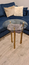 Load image into Gallery viewer, Amethyst Table with Glass top - Black Gold or silver
