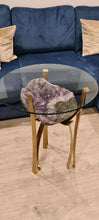 Load image into Gallery viewer, Amethyst Table with Glass top - Black Gold or silver