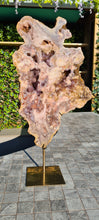 Load image into Gallery viewer, Pink Amethyst on gold stand Tower Cathedral druzy