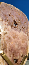 Load image into Gallery viewer, Pink Amethyst on gold stand Tower Cathedral druzy Active