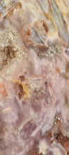 Load image into Gallery viewer, Pink Amethyst Druzy wings on gold stand Tower Cathedral