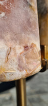 Load image into Gallery viewer, Pink Amethyst Druzy wings on gold stand Tower Cathedral