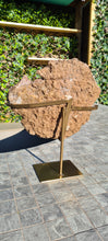 Load image into Gallery viewer, Pink Amethyst on gold stand Heartbeat Tower Cathedral druzy