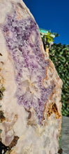 Load image into Gallery viewer, Pink Amethyst Indian Chief with purple on gold stand Tower Cathedral druzy Active