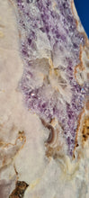 Load image into Gallery viewer, Pink Amethyst Indian Chief with purple on gold stand Tower Cathedral druzy Active