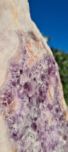 Load image into Gallery viewer, Pink Amethyst Indian Chief with purple on gold stand Tower Cathedral druzy Active
