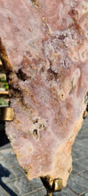 Load image into Gallery viewer, Pink Amethyst on gold stand Tower Cathedral druzy