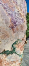 Load image into Gallery viewer, Pink Amethyst on gold stand Tower Cathedral druzy