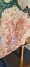 Load image into Gallery viewer, Pink Amethyst on gold stand Tower Cathedral druzy