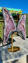 Load image into Gallery viewer, Amethyst angel butterfly wings rainbow amethyst gold stand rare