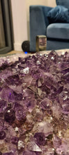 Load image into Gallery viewer, Amethyst Table on chrome modern stand with Glass top Active