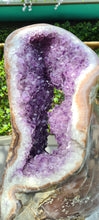 Load image into Gallery viewer, Huge Amethyst spinning almost 2ft tall polished turtle like shell double sided rare and unique - deep purple colour gold stand Active