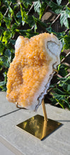 Load image into Gallery viewer, Citrine Cluster on gold Stand - Druzy - Yellow - Citrine Raw