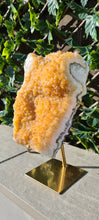 Load image into Gallery viewer, Citrine Cluster on gold Stand - Druzy - Yellow - Citrine Raw
