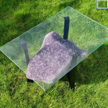 Load image into Gallery viewer, AMETHYST TABLE WITH GLASS WORKTOP